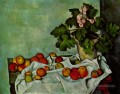 Nature morte aux fruits géraniums Stock Paul Cézanne